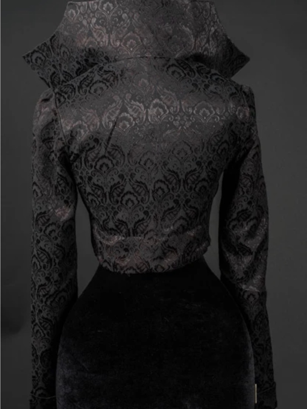 Black Jacquard Tailored Peplum Jacket - Picture 3 of 3